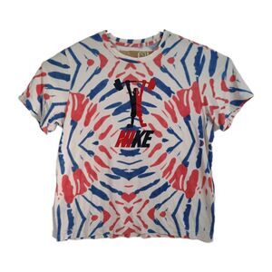 Nike Dri-Fit T-Shirt Men's XL Red/Blue Tie-Dye Weight Lifting Body Building
